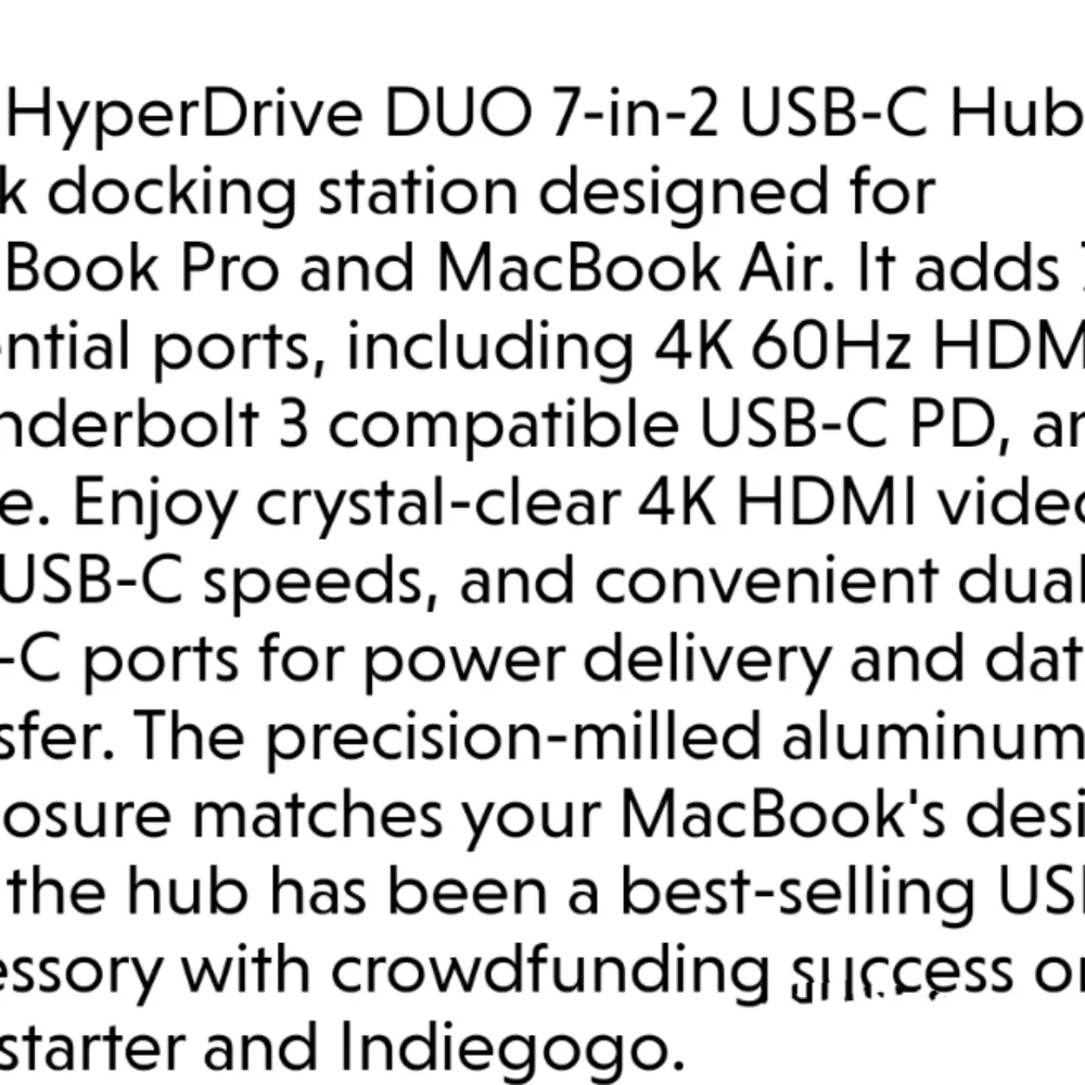 HyperDrive DUO 7in2 USBC-2 hub MacBook/pro